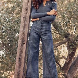 Christy Dawn Noah Pant High Waist Wide Leg Button Front 26